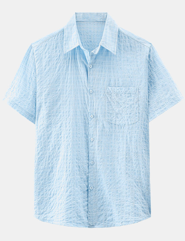 Men's Button-Up Shirt, Casual, Checked, Summer, Beach Vacation, Hawaii