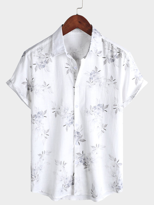 Stylish Short-Sleeved Men's Shirt With Floral Pattern