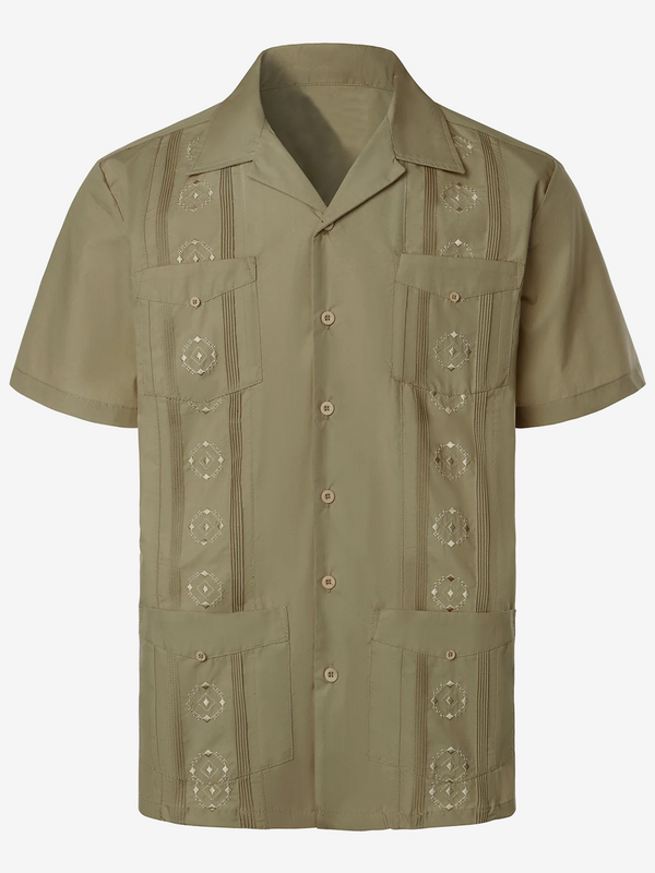 Casual Cuban Guayabera Shirt For Men With Pockets And Short Sleeves And Buttons For Summer