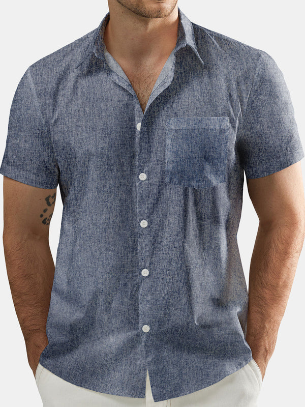 Casual Short-Sleeved Men's Hawaiian Shirt With Button Placket And Pocket For Summer And The Beach