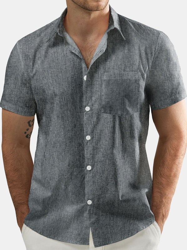 Men's Casual Short-Sleeved Summer Beach Hawaiian Shirt With Button Placket And Pocket