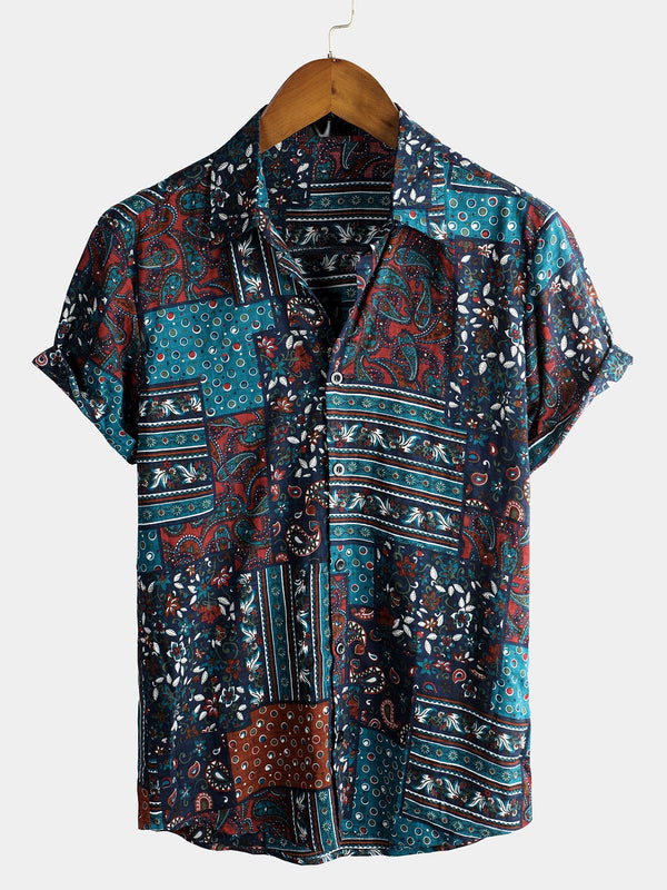 Men's Casual Short-Sleeved Vintage Cotton Shirt